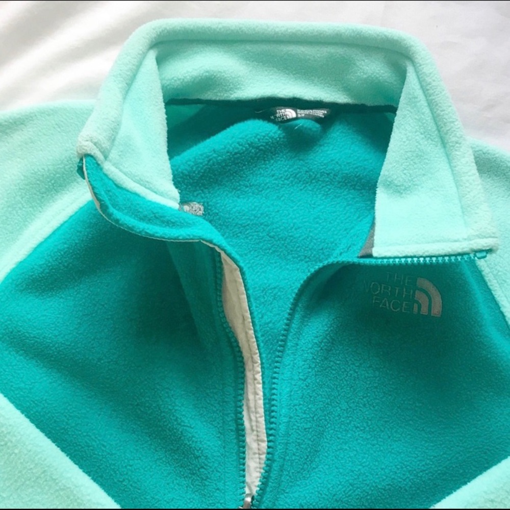 Northface Green/Blue Light Jacket W Zippered Pock… - image 2